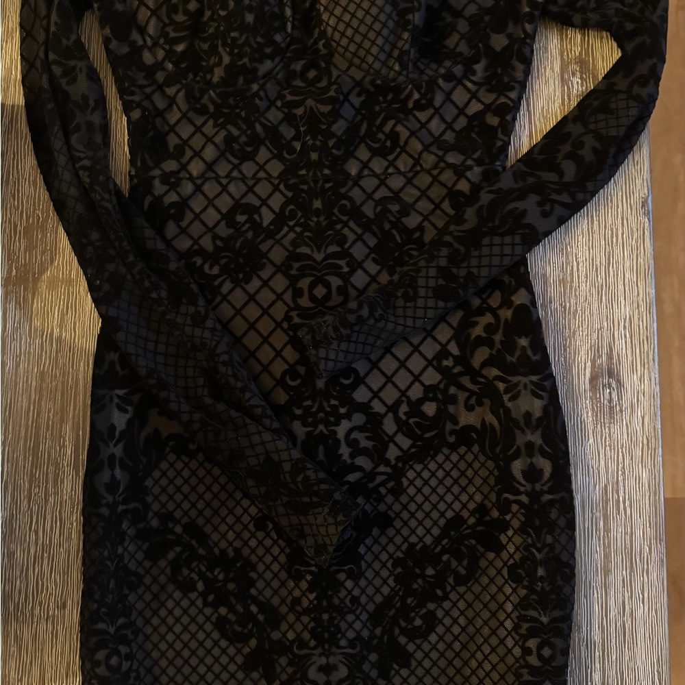 Privy Black and Tan Long Sleeve Bodycon Dress
